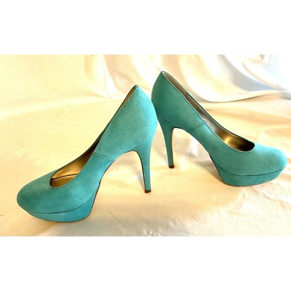 XAppeal Turquoise Size 8 Microfiber 5” Stiletto Heel Platform Pump Shoe - Picture 2 of 7